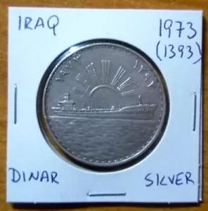 1973 (SH1393) IRAQ - DINAR - OIL NATIONALIZATION - SILVER CROWN -VERY HIGH GRADE - Picture 1 of 5