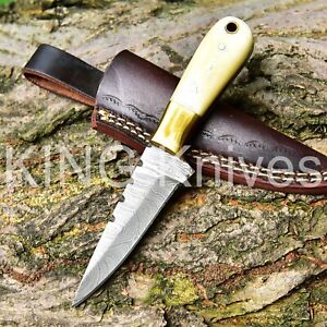 KING CUSTOM HANDMADE DAMASCUS STEEL HUNTING SKINNER KNIFE W/SHEATH 256
