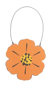 A2 Soft coral orange colorful metal flower on hanger ORNAMENT Ganz - Picture 1 of 5
