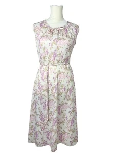 VTG 1960s  Sears Floral  Midi Dress Size S Pastel Cottagecore Floral Elegant - Picture 1 of 16