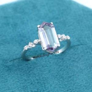 925 Sterling Silver Hexagon Cut Alexandrite Ring, Promise Ring, Gift For Jewelry - Picture 1 of 6