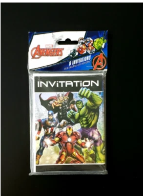 8 Marvel Avengers Birthday Party Invitations Pack Supplies - Image 1 of 2