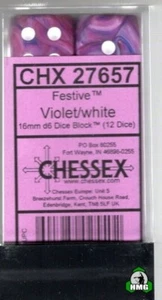 Chessex 16mm 12xd6 "Festive" Violet/white - Bild 1 von 2
