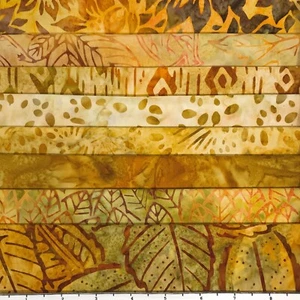 Paquete de 8 cuartos de grasa de color: dorado #5 tela Batik Lunn 100% algodón hecho a mano - Imagen 1 de 1