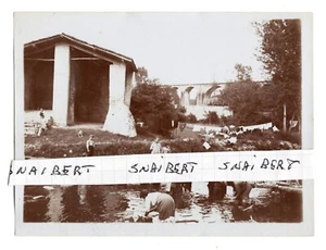 SOMMA LOMBARDO FOTO TORRENTE STRONA E PONTE DEL DIAVOLO ANIMATA LAVANDAIE 1912 - Picture 1 of 2