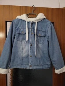 Jeansjacke Gr S Blau mit Fell und Kapuze - Bild 1 von 6