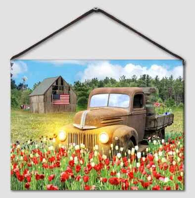 Country Led Canvas truck  print- battery operated - Image 1 of 4