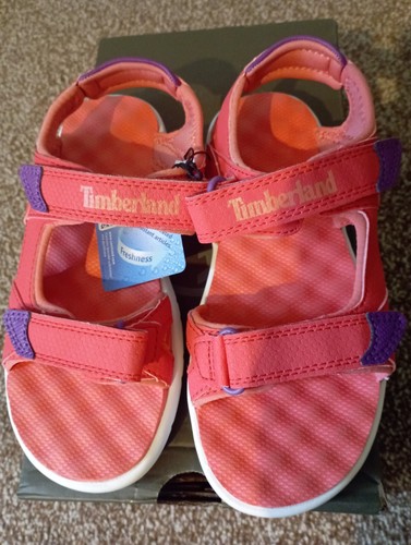 Nuovi sandali Timberland bambina Perkins Row rosa scuro taglia UK 1 EU 33