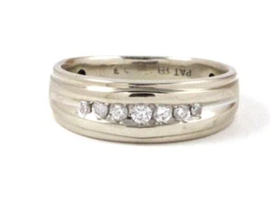 Mens 14k White Gold Round Diamond Wedding Anniversary Band Ring .40ct - Picture 1 of 3