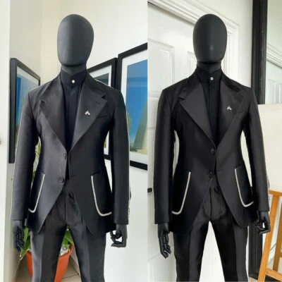 Trajes de negocios con cuentas para hombres calce regular formal graduación muesca solapa esmoquin chaqueta de graduación Foto 1 de 4