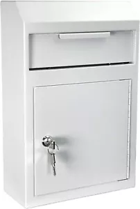 Mailbox Key Drop Box Front Locking Cabinet Anti-Theft Heavy Duty Steel White - Picture 1 of 8