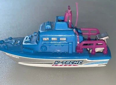 Vintage 1998 Matchbox Sea Rescue Boat Blue White Pink. 1:100. Nice! - Image 1 of 4
