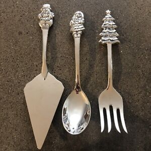 International Silver Company Christmas Handled Serving Large Pieces Set of 3