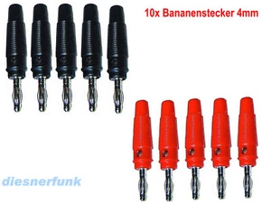 10x Bananen-Stecker, 4 mm, Querloch, Druckfeder, 5x schwarz und 5x für Netzteil - Bild 1 von 1