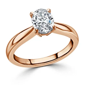 2.00 Ct Oval Cut Simulated Diamond Wedding Ring 14K Real Rose Gold Size 4 5  - Picture 1 of 7