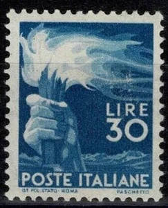 1945 Italy Republic Lire 30 Blue Democratic 1 V Centred MNH MF93915 - Picture 1 of 2