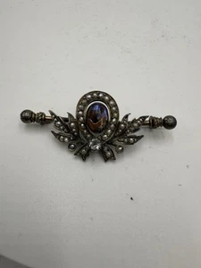 Antique Victorian Pearl Seeds Sterling Silver Brooch - Picture 1 of 8