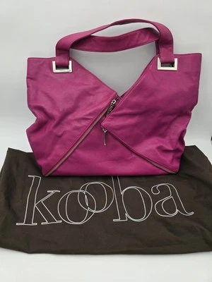 KOOBA magenta Pink oversized leather Ryder Shoulder Purse handbag zipper Dustbag - Image 1 of 4