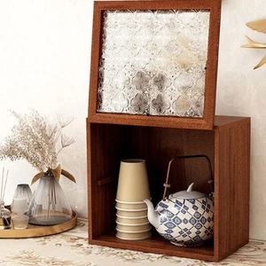 Wooden Desktop Display Cabinet Wood Rack for Cosmetics Tea Sets Farmhouse - Picture 1 of 7