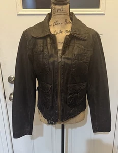 VINTAGE Y2K AMERICAN EAGLE DAMEN GRÖSSE LARGE LEDER BRAUN MOTORRAD REITJACKE - Bild 1 von 15