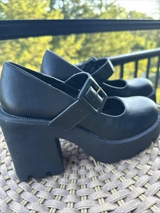 Scarpe Madden Girl nere Mary Jane tacco grosso plateau misura 5,5 fibbia Y2K - Foto 1 di 15
