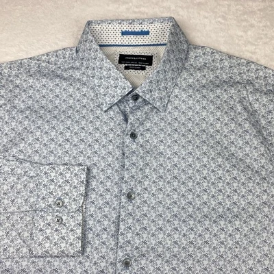 Denim & Flower Ricky Singh Dress Shirt Mens Large Blue Floral Slim Fit NWT! - Image 1 of 4