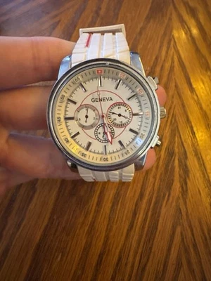 Geneva Wrist Watch White Silicon Band - Image 1 of 3