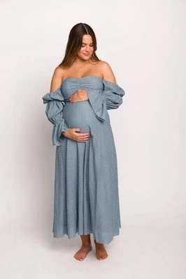 Nuevo con etiquetas Vestido Maxi Worth Collective Corrine En Niveles XL Polvoriento Cielo Bolsillos Forrado Foto 1 de 4