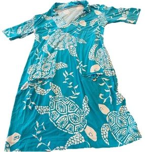 Tori Richard Kleid Damen Small Türkis Print Schwimmen Coverup - Bild 1 von 8