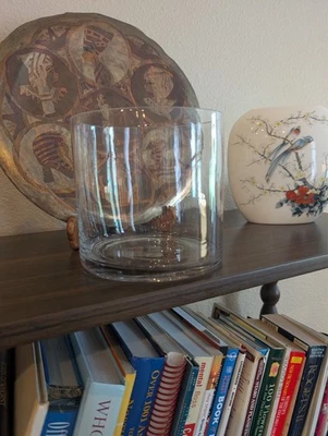 Jarrón cilíndrico ancho de vidrio transparente para flores y decoración del hogar - 6"x6" Foto 1 de 4