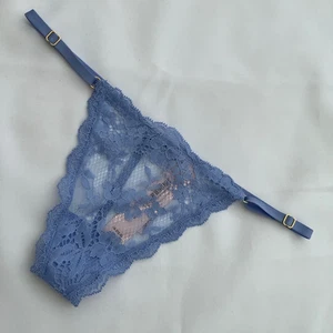 Victoria’s Secret Dream Angels Blue Lace V-String Thong Panties - Size S - BNWT - Picture 1 of 3
