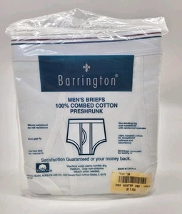 NEW Vintage SIZE 38 Barrington 3 Pair Mens Sears Briefs 100% Combed Cotton White - Picture 1 of 6