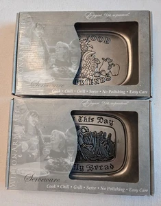  Bread Tray Wilton Armetale Set of 2- Give Us This Day/  Good Food Good Friends - Picture 1 of 7