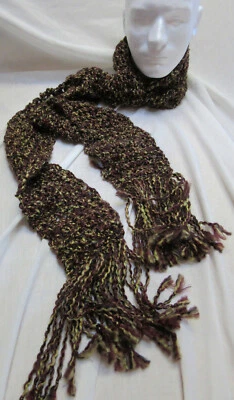 Bufanda Marrón Dorado 96x6 Gran Tamaño Extra Larga Gruesa Hecha a Mano Crochet Tejida a Mano Nueva con Etiquetas Foto 1 de 4