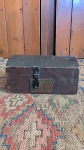 Antique Early Country Primitive Wood Grain Paint Dometop Document Box 10" Sq.N - Picture 1 of 9
