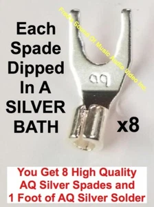 Audioquest Spades Silver Set of 8 for Speaker Wire + 1 Foot Silver Solder Best - Picture 1 of 10