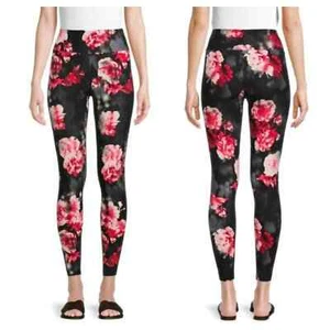 No Boundaries Plus Sz. Black & Red Floral High Rise Soft Sueded Leggings Sz XXXL - Picture 1 of 12