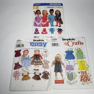 Lot of 3 Uncut NOS 18" Doll Clothes Sewing Patterns Simplicity 7688 8961 W0261 - Picture 1 of 13