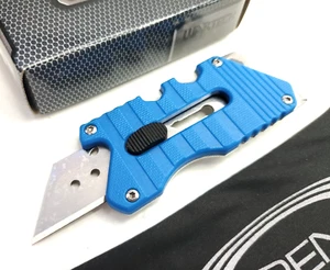 Retractable Utility Box Cutter Razor Blade Pocket Knife EDC Bottle Opener Blue - Picture 1 of 6