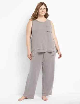 Cacique French Terry Tank & Pant PJ Lounge Set Gris Plus 18/20L Alto Nuevo con Etiquetas Foto 1 de 4