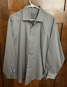 Kenneth Cole Reaction Men's Long Sleeve Pocket Dress Shirt Gray Size 17 32-33 - Picture 1 of 5