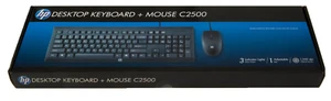 HP Wired Desktop Keyboard & Mouse Combo - C2500 - PNH3C53AA New Retail - Picture 1 of 3