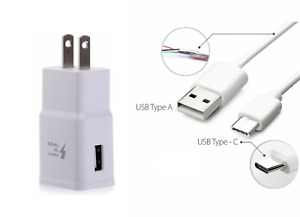 Adaptive Fast Charging Type C Cable + Wall/Travel Charger Adapter USB-C Cord 