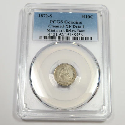 1872 S PCGS XF Detail Mintmark Below Bow - Silver Seated Half Dime H10C #49934A - Image 1 of 2