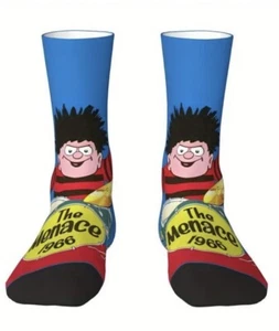 Dennis the Menace Adult Crew Socks One Size Retro The Beano Comic Fun Gift - Picture 1 of 6