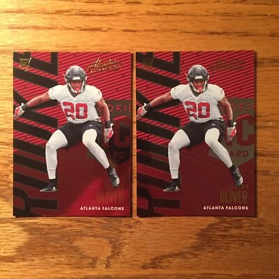 Isaiah Oliver RC 2018 Absolute Football #146 NFL Atlanta Falcons CB 2 Cards - Image 1 of 2
