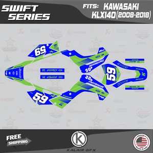 Graphics Kit for KAWASAKI KLX140 for years (2008-2018) Swift - BLUE-SHIFT - Picture 1 of 8