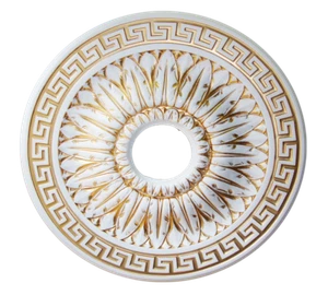 18" ROUND CHANDELIER CEILING MEDALLION ANTIQUE WHITE GREEK KEY FOYER DINING ROOM - Picture 1 of 2