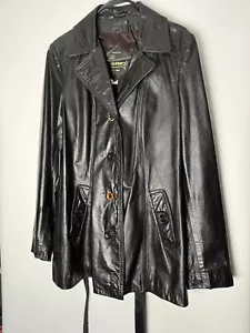 The Tannery Vintage Damen schwarze Lederjacke Montgomery Ward Knopfleiste 14-T - Bild 1 von 12
