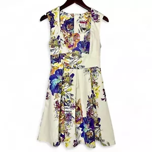 Ixia Fit and Flare Dress Side Pocket Vintage Floral Print M Multicolor - Picture 1 of 9
